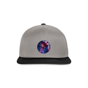 Jukebox Anime Mädchen Vaporwave Neon Glow Retro - Snapback Cap - Graphit/Schwarz - Vorne