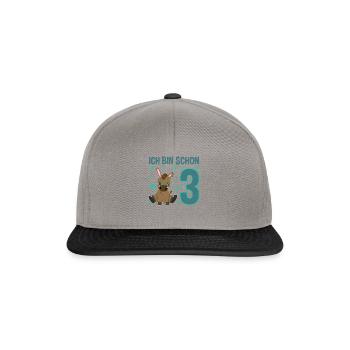 Dreijähriges Festeselchen Glückwunschmotiv - Snapback Cap - Graphit/Schwarz - Vorne