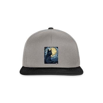 Nuit étoilée et chat noir - Casquette snapback - gris graphite/noir - Devant
