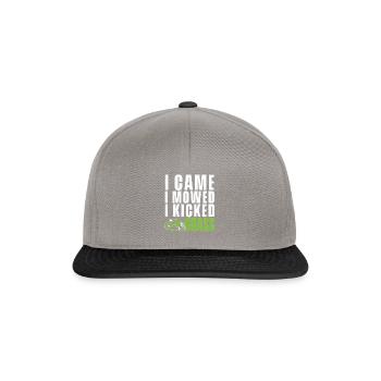 Je suis venu J’ai tondu J’ai donné un coup de pied Herbe - Tondeuse à gazon - Casquette snapback - gris graphite/noir - Devant