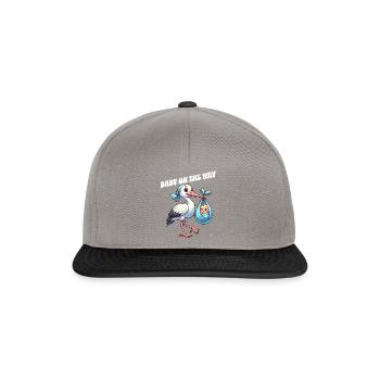 Expectant mother Stork brings the beautiful news - Snapback Cap - graphite/black - Front