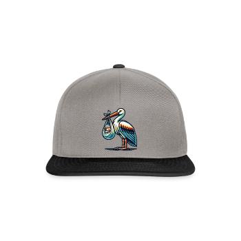 Süßer Storch mit Baby in Tragetuch - - Snapback Cap - Graphit/Schwarz - Vorne