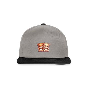 Zwei Süße Kuschelnde Bären Mit Großen Augen - Snapback Cap - Graphit/Schwarz - Vorne