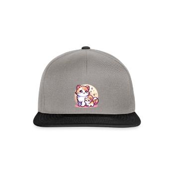 Mignon chat maman avec chaton devant - Casquette snapback - gris graphite/noir - Devant