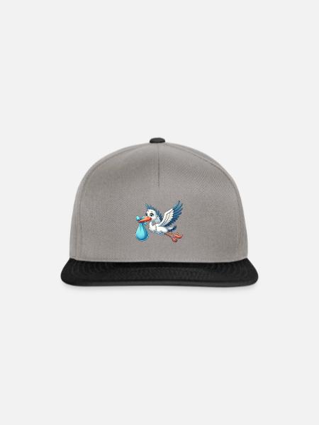 Glücklicher Storch Mit Baby - Snapback Cap - Graphit/Schwarz