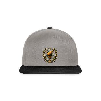 Goldene Pokal mit Hähnchenschenkel und Sternen - Snapback Cap - Graphit/Schwarz - Vorne