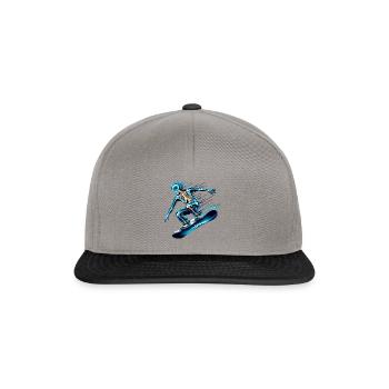 Faszinierender Skelett-Snowboarder im Rausch - Snapback Cap - Graphit/Schwarz - Vorne