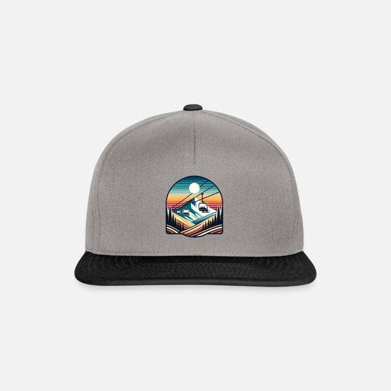 Retro Skilift Berglandschaft Panorama - Snapback Cap - Graphit/Schwarz
