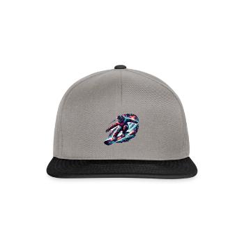 Futuristic snowboarder in space - Snapback Cap - graphite/black - Front