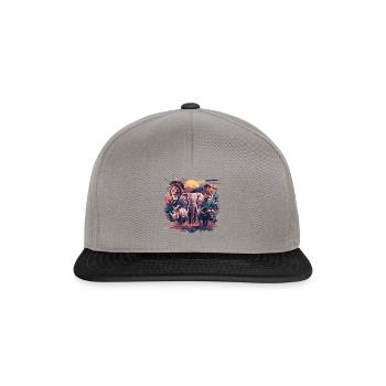 Big Five – Majestätische Wildtiere Afrikas - Snapback Cap - Graphit/Schwarz - Vorne