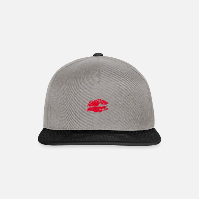 Kussmund Lippenstift Geschenk Valentinstag - Snapback Cap - Graphit/Schwarz