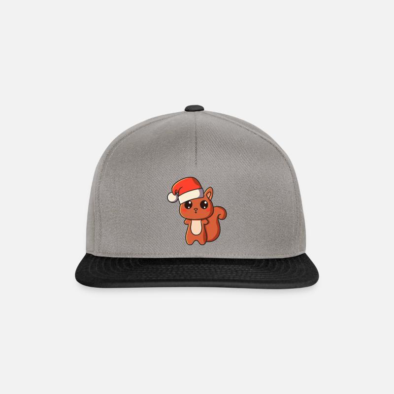 Cute Squirrel with Santa Hat - Snapback Cap - graphite/black