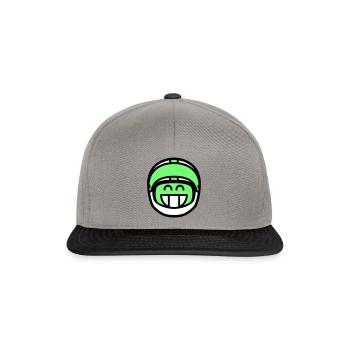 Emoticon Grin with motorcycle helmet (colors can be changed) - Snapback Cap - graphite/black - Front