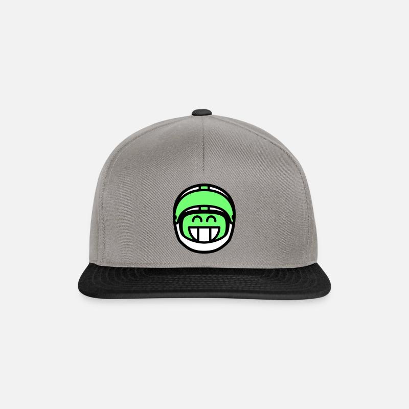 Emoticon Grin with motorcycle helmet (colors can be changed) - Snapback Cap - graphite/black