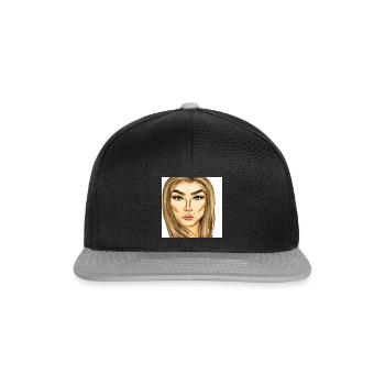 Frau Symbol Gesicht Kunst Zeichnung - Snapback Cap - Schwarz/Grau - Vorne