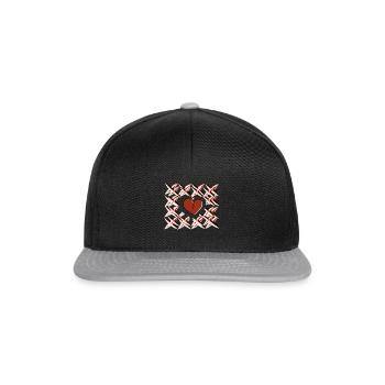 red heart pattern - Snapback Cap - black/grey - Front