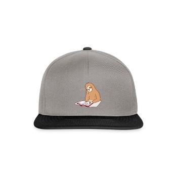 Sloth Books Reading Sleeping Tired Lazy Rodent - Snapback Cap - graphite/black - Front