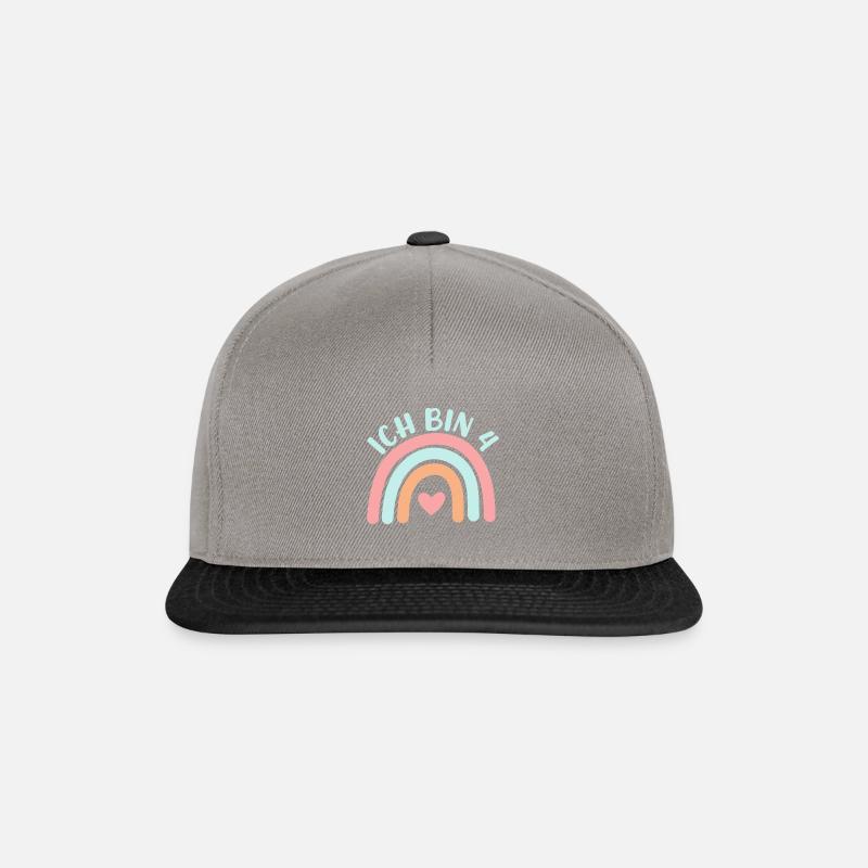Ich bin4 niedliche Regenbogen Design Junge Mädchen - Snapback Cap - graphite/black