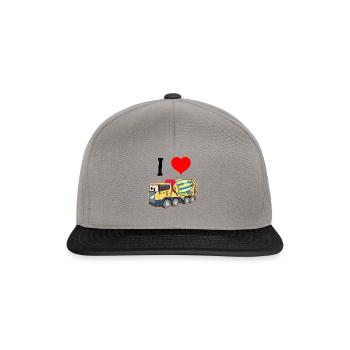 Ich liebe Betonmischer Baustelle Kinder Geschenk - Snapback Cap - Graphit/Schwarz - Vorne