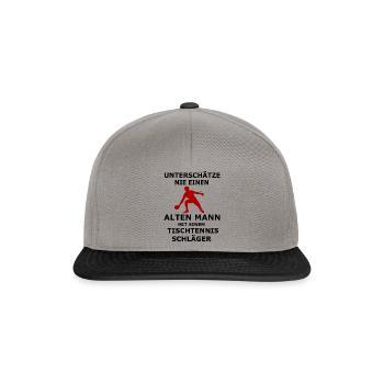 Alter Mann Tischtennis Geschenk Männer Shirt - Snapback Cap - Graphit/Schwarz - Vorne