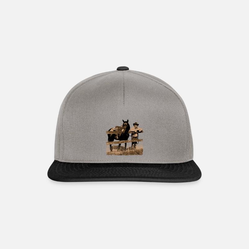 Pferd Cowboy Zaun - Snapback Cap - Graphit/Schwarz
