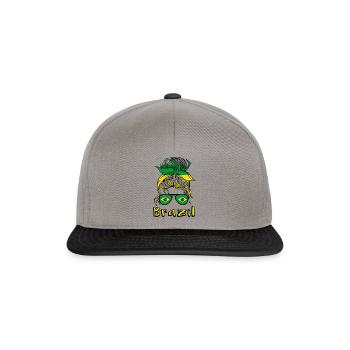 Brasilien Mädchen Fußball 2022 Brasilianische Flagge - Snapback Cap - Graphit/Schwarz - Vorne