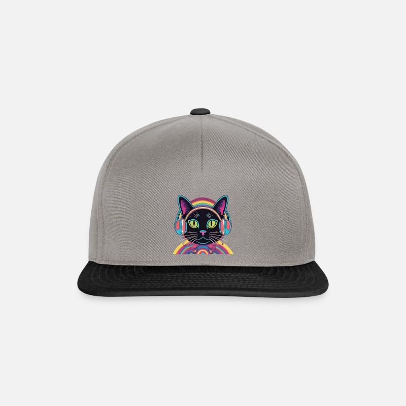 Chat Cosmic Groove - Casquette snapback - gris graphite/noir