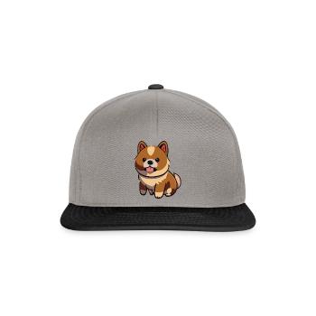 Shiba Inu Dog Illustration - Snapback Cap - Graphit/Schwarz - Vorne