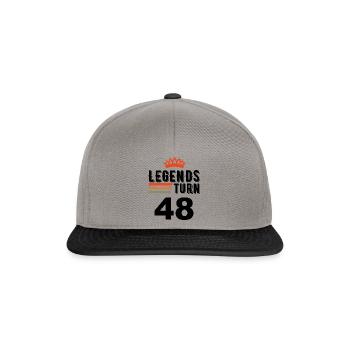 48e anniversaire, les légendes ont 48 ans - Casquette snapback - gris graphite/noir - Devant