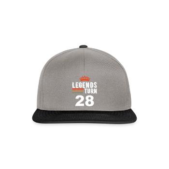 Legends turn 28, 28 birthday - Snapback Cap - graphite/black - Front