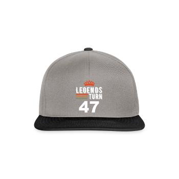 Legends turn 47, 47 birthday - Snapback Cap - graphite/black - Front