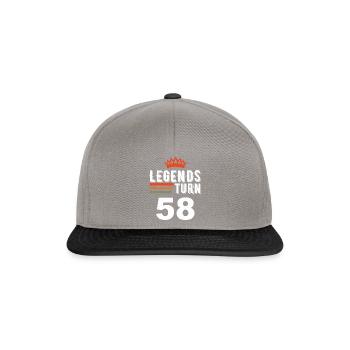 Legends turn 58, 58 birthday - Snapback Cap - graphite/black - Front