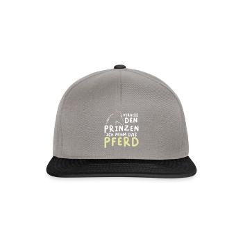 Pferd über Prinzen Lustiges Tee - Snapback Cap - Graphit/Schwarz - Vorne
