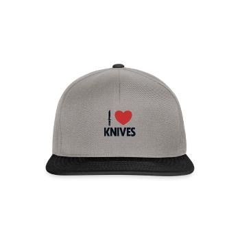 Ich liebe Messer Metzgermesser Restaurierungsmesser - Snapback Cap - Graphit/Schwarz - Vorne