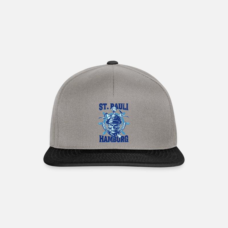 Hamburg Sailor Skull St. Pauli Tee - Snapback Cap - graphite/black