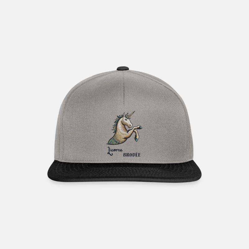 Licorne Brodée - Casquette snapback - gris graphite/noir