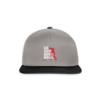Mangez le hockey sur sommeil Répétez la conception des amateurs de hockey sur glace - Casquette snapback - gris graphite/noir - Devant