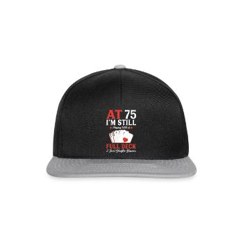 Deckkarten Spielen – 75. Geburtstag - Snapback Cap - Schwarz/Grau - Vorne