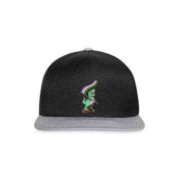 LGBTQ Flag - Dinosaur Genderqueer - Snapback Cap - black/grey - Front