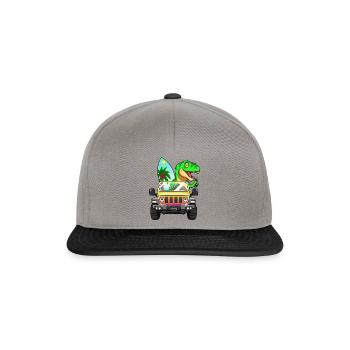 Cool, Motorist Dinosaur, Dino, T Rex, - Snapback Cap - graphite/black - Front