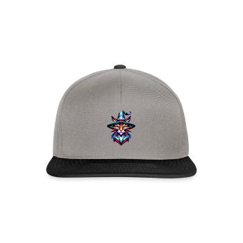 Geometrische Hexenkatze: Lebendige Polygon-Kunst - Snapback Cap - Graphit/Schwarz - Vorne