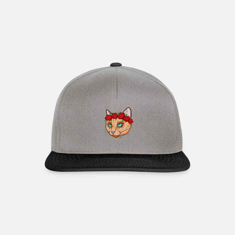 Katze Blumenkranz - Snapback Cap - Graphit/Schwarz