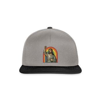 Jesus Christus mit Faust – Stark im Glauben - Snapback Cap - Graphit/Schwarz - Vorne