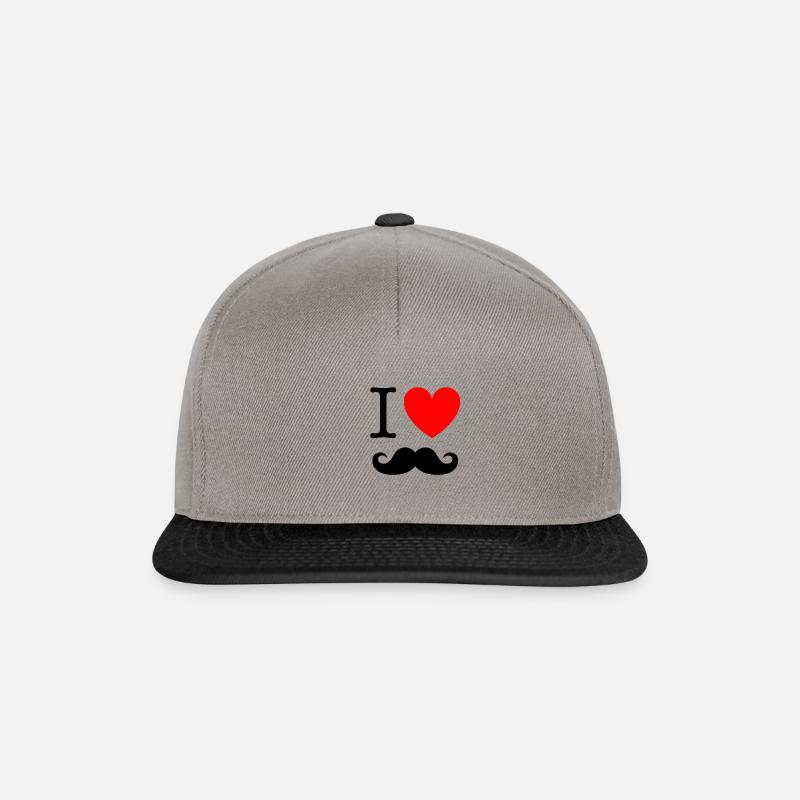 I love Mustache - Snapback Cap - graphite/black