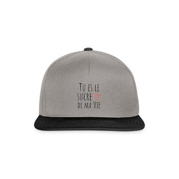 Tu es le sucre dans ma vie, cadeau couple amour - Casquette snapback - gris graphite/noir - Devant