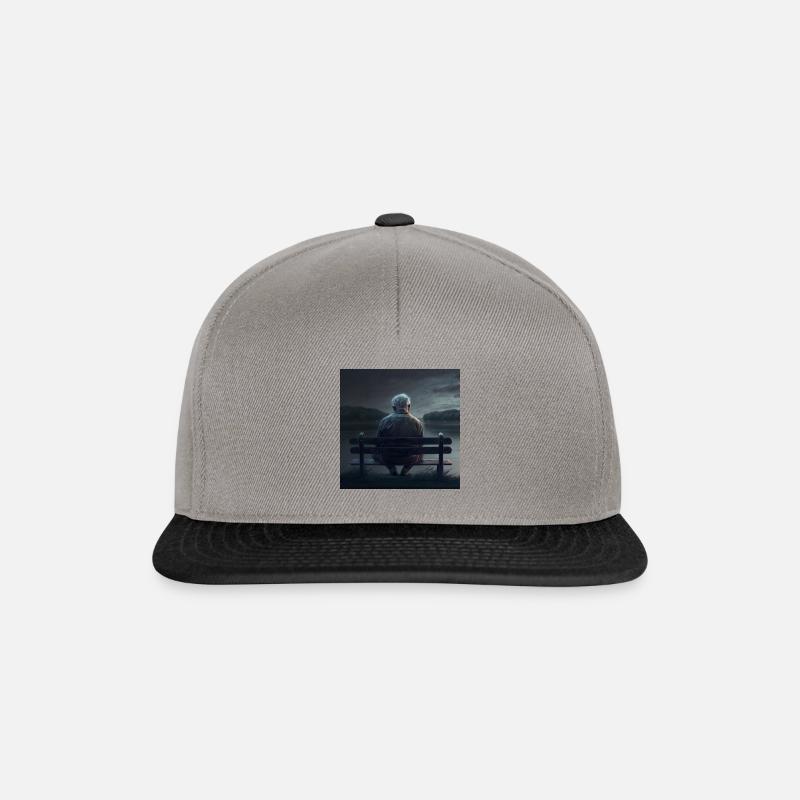 Old man sitting by the lake - Snapback Cap - graphite/black