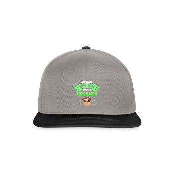 morgens Kaffee Vegan humor Spruch Geschenk lustig - Snapback Cap - Graphit/Schwarz - Vorne