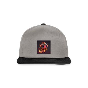 Kleiner Drache in Rot - Snapback Cap - Graphit/Schwarz - Vorne