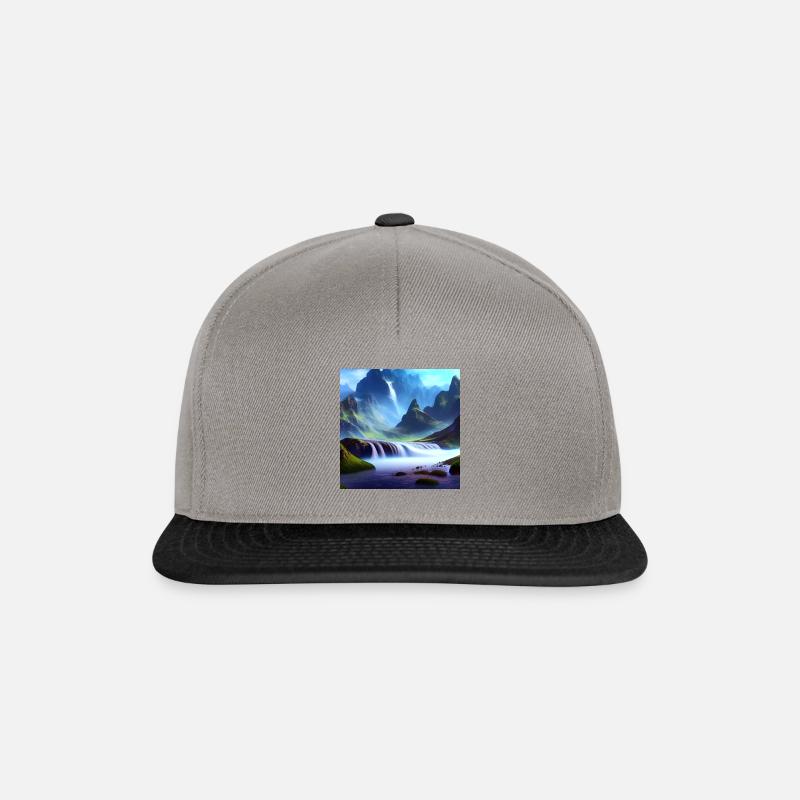 Wasserfall und Berge_01 - Snapback Cap - Graphit/Schwarz