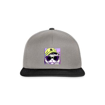 Katze mit Brille - Snapback Cap - Graphit/Schwarz - Vorne